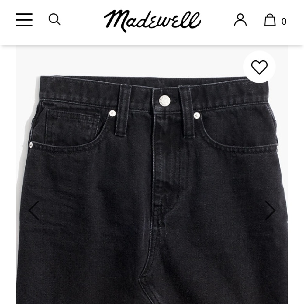 Madewell distressed black denim mini skirt